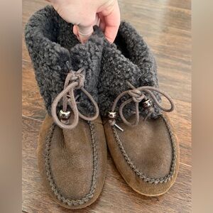 Vintage Coach Cailyn Bootie Suede Shearling Lined Brown Women's Slippers 8.5